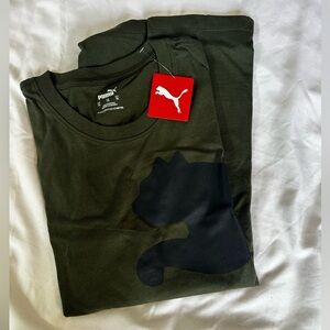Puma men army green large logo emblem t shirt. Size xl. Brand new.